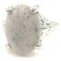 Gray Natural Smooth Stone Gemstone Silver Tone Ring Gift Box Included Christmas