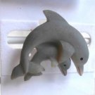 Gray Dolphin Mother Baby Fashion Brooch Broach Pin