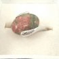Coral Green Natural Smooth Stone Gemstone Silver Tone Ring Gift Box Included