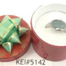 Green Natural Smooth Stone Gemstone Silver Tone Ring Gift Box Included Xmas