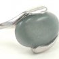Green Natural Smooth Stone Gemstone Silver Tone Ring Gift Box Included Xmas