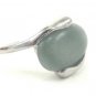 Green Natural Smooth Stone Gemstone Silver Tone Ring Gift Box Included Xmas