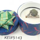 Green Natural Stone Gemstone Silver Tone Ring Gift Box Included Xmas