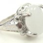 White Natural Stone Gemstone Silver Tone Ring Gift Box Included Xmas
