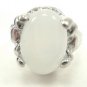 White Natural Stone Gemstone Silver Tone Ring Gift Box Included Xmas
