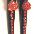 Lot 2 Red Heart Rhinestone Black Hair Clip Alligator Salon Barrette Elegant