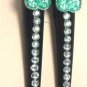 Lot 2 Green Heart Rhinestone Black Hair Clip Alligator Salon Barrette Elegant