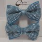 Lot 2 Blue Silver Tone Studded Hair Bows Alligator Clip Barrette Adorable
