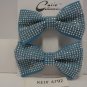 Lot 2 Blue Silver Tone Studded Hair Bows Alligator Clip Barrette Adorable