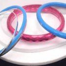 Lot 5 Pink  Blue Silver Tone Bangle Bracelets