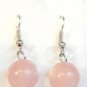 Pink Cat Eye Bead Round Dangle Earrings