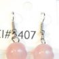 Pink Cat Eye Bead Round Dangle Earrings
