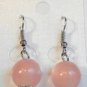Pink Cat Eye Bead Round Dangle Earrings