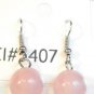 Pink Cat Eye Bead Round Dangle Earrings