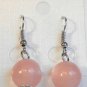 Pink Cat Eye Bead Round Dangle Earrings
