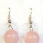 Pink Cat Eye Bead Round Dangle Earrings