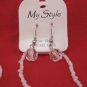 White Seed Bead Necklace Set Glossy Pearlized Silver Tone Beads Dangle Earrings