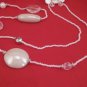 White Seed Bead Necklace Set Glossy Pearlized Silver Tone Beads Dangle Earrings