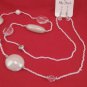 White Seed Bead Necklace Set Glossy Pearlized Silver Tone Beads Dangle Earrings
