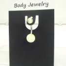 14 Gauge Yellow White Stripe Belly Button Navel Ring Body Piercing Jewelry