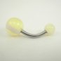 14 Gauge Yellow White Stripe Belly Button Navel Ring Body Piercing Jewelry