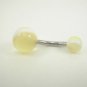14 Gauge Yellow White Stripe Belly Button Navel Ring Body Piercing Jewelry