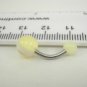 14 Gauge Yellow White Stripe Belly Button Navel Ring Body Piercing Jewelry