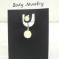 14 Gauge Yellow White Stripe Belly Button Navel Ring Body Piercing Jewelry