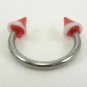 18 Gauge Horseshoe Red UV Acrylic Spike Cone Ear Nose Body Piercing Jewelry
