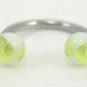 18 Gauge Horseshoe Green White UV Acrylic Ball Lip Nose Body Piercing Jewelry