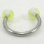 18 Gauge Horseshoe Green White UV Acrylic Ball Lip Nose Body Piercing Jewelry