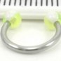 18 Gauge Horseshoe Green White UV Acrylic Ball Lip Nose Body Piercing Jewelry