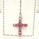 14 Gauge Pink Crystal Cross Dangle Belly Button Navel Ring Body Piercing Jewelry