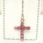 14 Gauge Pink Crystal Cross Dangle Belly Button Navel Ring Body Piercing Jewelry