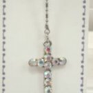 14 Gauge Clear Iridescent Crystal Cross Dangle Belly Button Navel Ring