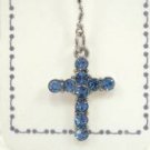 14 Gauge Blue Crystal Cross Dangle Belly Button Navel Ring Body Piercing Jewelry
