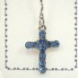 14 Gauge Blue Crystal Cross Dangle Belly Button Navel Ring Body Piercing Jewelry
