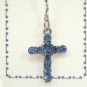 14 Gauge Blue Crystal Cross Dangle Belly Button Navel Ring Body Piercing Jewelry