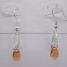 Silver Plated Amber Czech Glass Teardrop Dangle Earrings Artisan