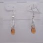 Silver Plated Amber Czech Glass Teardrop Dangle Earrings Artisan