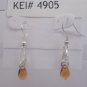 Silver Plated Amber Czech Glass Teardrop Dangle Earrings Artisan
