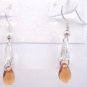 Silver Plated Amber Czech Glass Teardrop Dangle Earrings Artisan