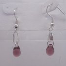Silver Plated Amethyst Purple Czech Glass Teardrop Dangle Earrings Artisan