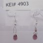 Silver Plated Amethyst Purple Czech Glass Teardrop Dangle Earrings Artisan