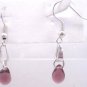 Silver Plated Amethyst Purple Czech Glass Teardrop Dangle Earrings Artisan