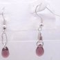 Silver Plated Amethyst Purple Czech Glass Teardrop Dangle Earrings Artisan