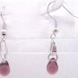 Silver Plated Amethyst Purple Czech Glass Teardrop Dangle Earrings Artisan