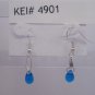 Silver Plated Sapphire Blue Czech Glass Teardrop Dangle Earrings Artisan