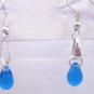 Silver Plated Sapphire Blue Czech Glass Teardrop Dangle Earrings Artisan