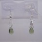 Silver Plated Emerald Green Czech Glass Teardrop Dangle Earrings Artisan